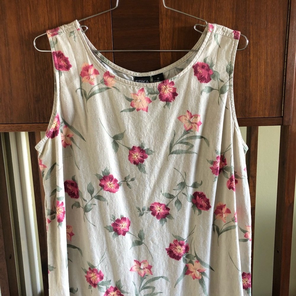 SOLD • linen floral tank dress - Picture 2 of 6